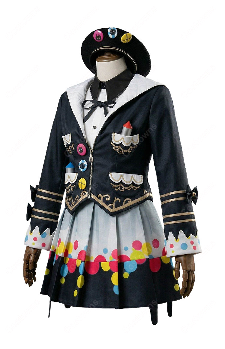 魔法少女ノ魔女裁判 城ケ崎ノア コスプレ衣装 フルセット カラフルドット柄 衣装セット COSTOWNS-3