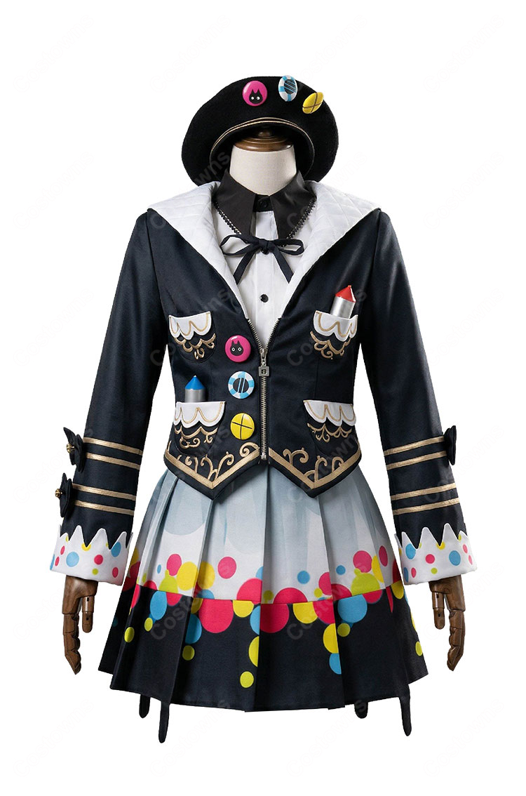 魔法少女ノ魔女裁判 城ケ崎ノア コスプレ衣装 フルセット カラフルドット柄 衣装セット COSTOWNS-2