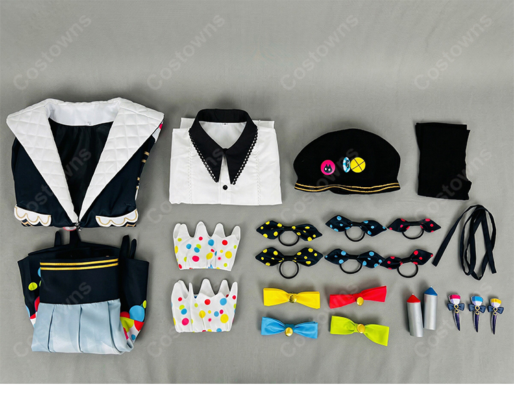 魔法少女ノ魔女裁判 城ケ崎ノア コスプレ衣装 フルセット カラフルドット柄 衣装セット COSTOWNS-10