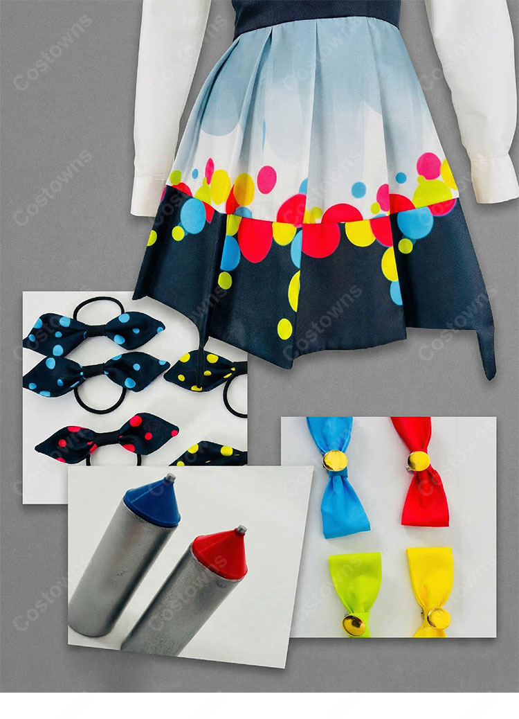 魔法少女ノ魔女裁判 城ケ崎ノア コスプレ衣装 フルセット カラフルドット柄 衣装セット COSTOWNS-9