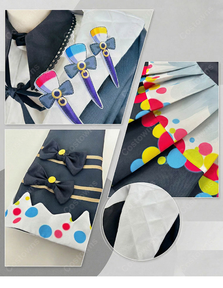 魔法少女ノ魔女裁判 城ケ崎ノア コスプレ衣装 フルセット カラフルドット柄 衣装セット COSTOWNS-8