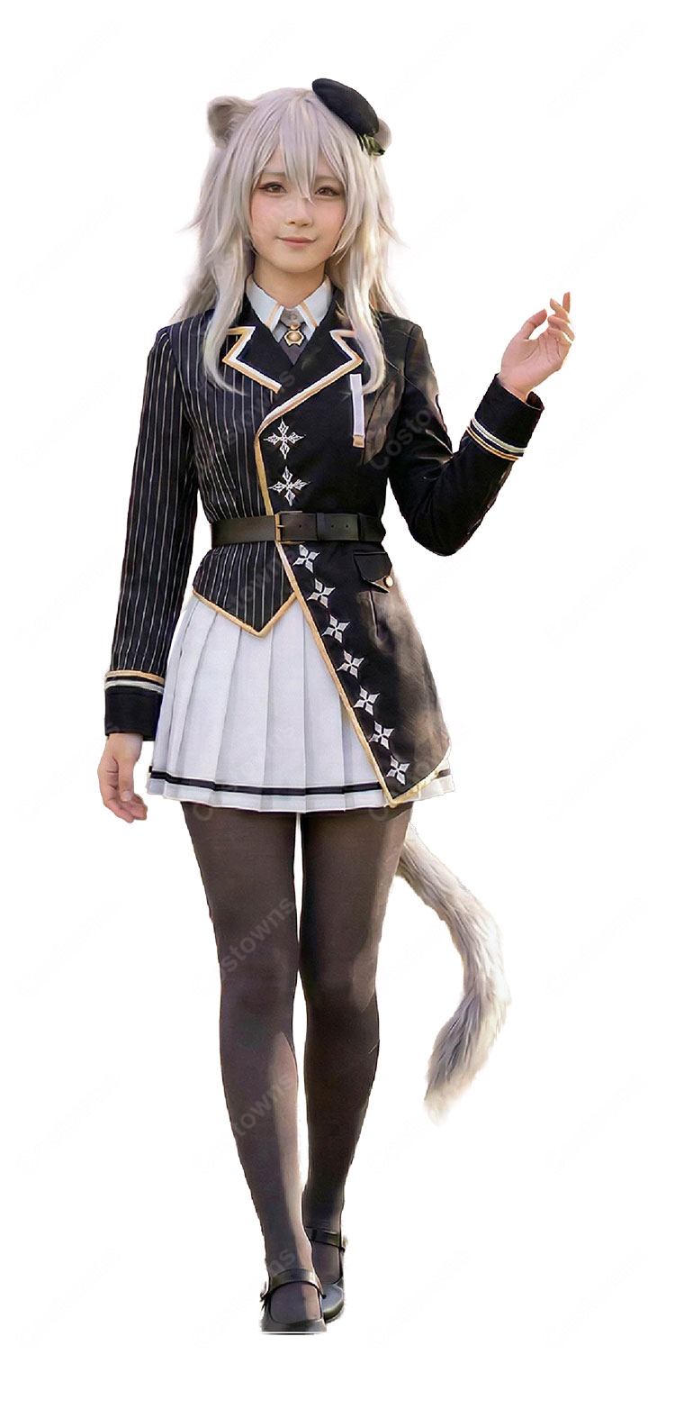hololive ホロライブ 獅白ぼたん 新衣装 制服Ver. コスプレ衣装 アシンメトリージャケット セット 高品質 COSTOWNS-2