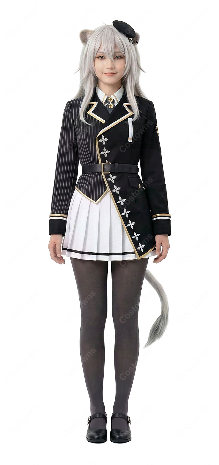 hololive ホロライブ 獅白ぼたん 新衣装 制服Ver. コスプレ衣装 アシンメトリージャケット セット 高品質 COSTOWNS-3