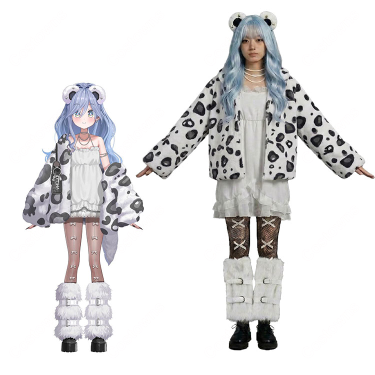 ぶいすぽっ！ 夜乃くろむ 第2衣装 コスプレ衣装 もこもこアニマル柄アウター 私服Ver. 高品質 セット COSTOWNS-1