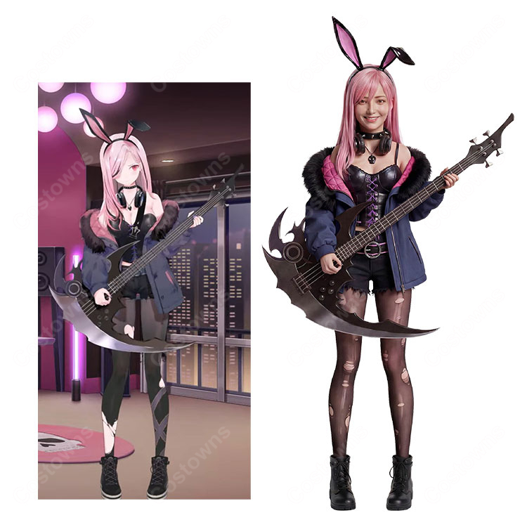 hololive ホロライブ 森カリオペ バニー衣装 新衣装 コスプレ衣装 パンク風 高品質 セット COSTOWNS-1