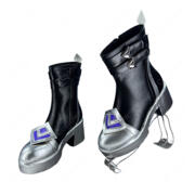 原神 ローエン コスプレ靴 シルバーアクセント ブーツ COSTOWNS