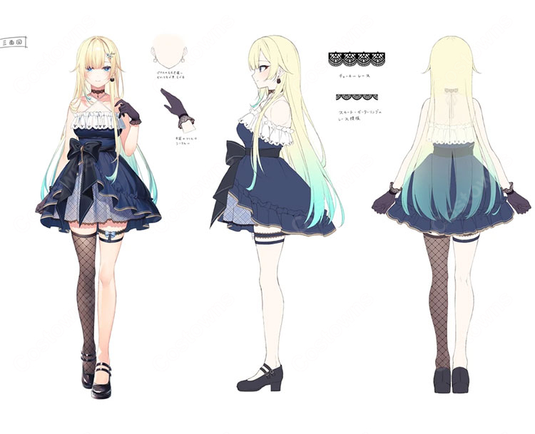 ぶいすぽっ！ 藍沢エマ 初期衣装 コスプレ衣装 ゴスロリ風 ドレス 豪華セット COSTOWNS-2