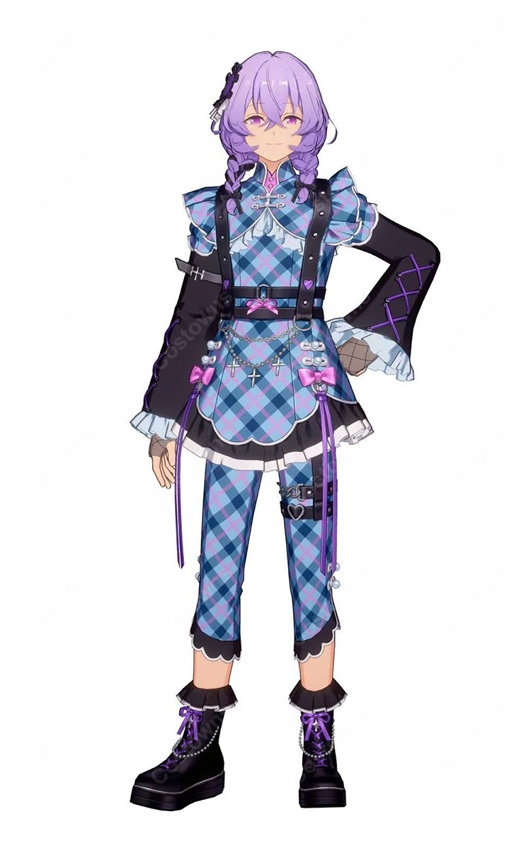 あんさんぶるスターズ！！ 花群冬芽 ユメ Poison Ribbon コスプレウィッグ 三つ編み ラベンダー 耐熱-1