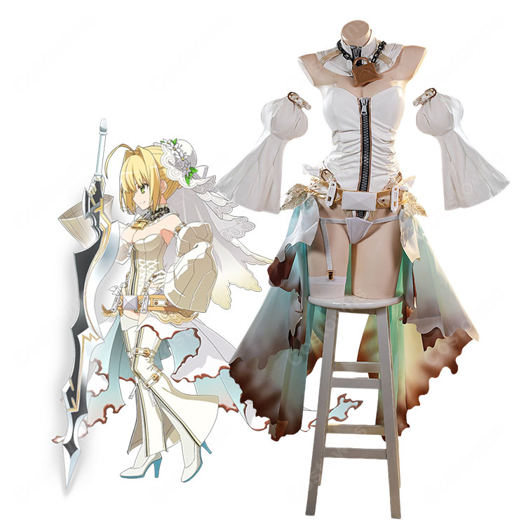 Fate/Grand Order ネロ・クラウディウス〔ブライド〕 第2再臨 コスプレ衣装 嫁セイバー 束縛の花嫁衣装 ウェディングドレス FGO セイバー-1