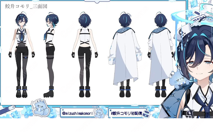 個人勢VTuber 鮫升コモリ コスプレ衣装 ナース風 白衣-3
