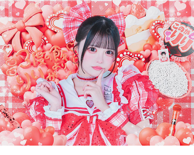 iLiFE! 心花りり コスプレ衣装 新アー写 赤チェック アイドル衣装 ステージ服-1