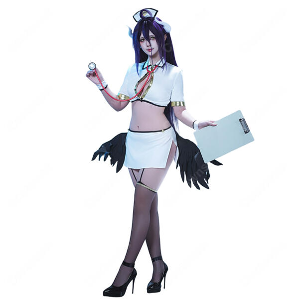 オーバーロード アルベド ナース服 コスプレ衣装 漆黒の翼 聴診器付き セクシー アニメ 仮装元の画像