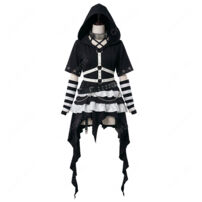 にじさんじ 月ノ美兎 セルメイツ 囚人服 コスプレ衣装 うさ耳 フード付き ボーダー柄(にじさんじ コスプレ衣装)