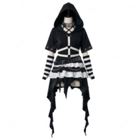 にじさんじ 月ノ美兎 セルメイツ 囚人服 コスプレ衣装 うさ耳 フード付き ボーダー柄(202×202)
