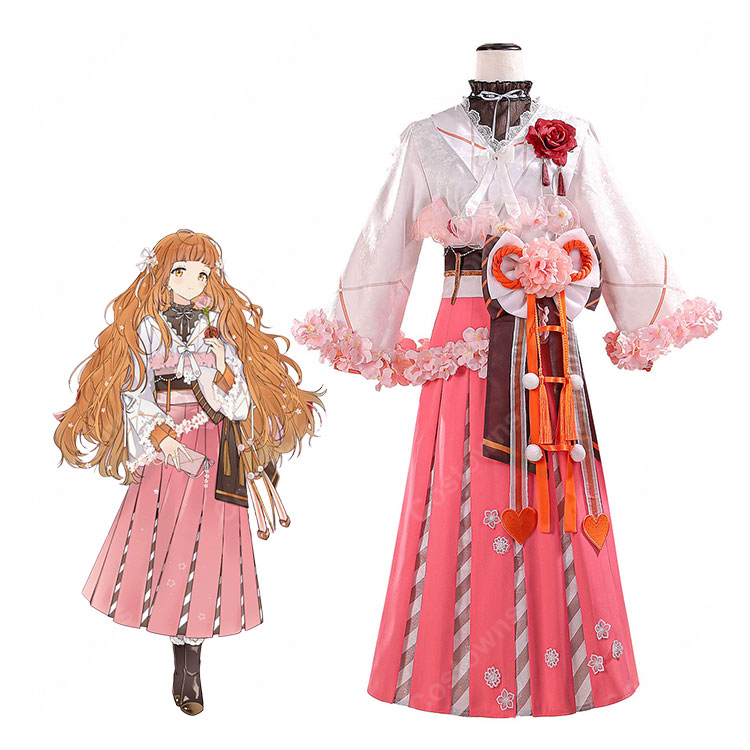 春夏秋冬代行者 春の代行者 花葉雛菊 コスプレ衣装 着物風ドレス 豪華フルセット イベント 撮影-1