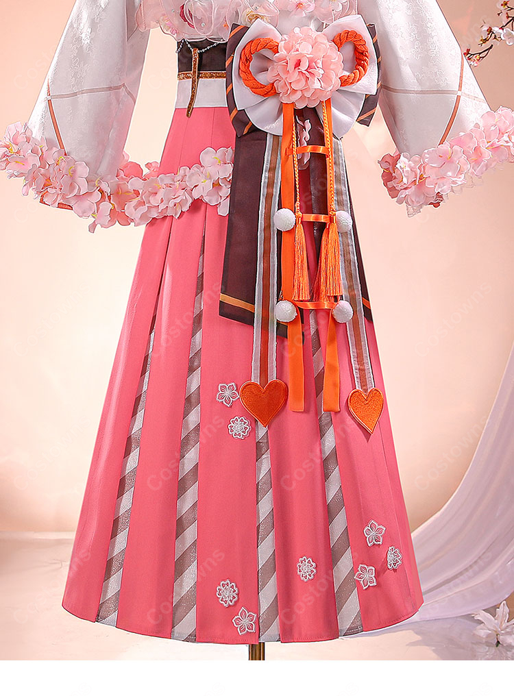 春夏秋冬代行者 春の代行者 花葉雛菊 コスプレ衣装 着物風ドレス 豪華フルセット イベント 撮影-9