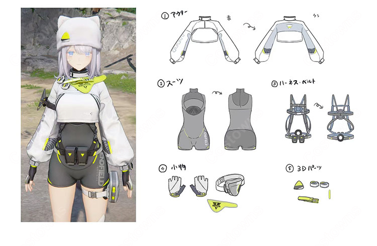 アークナイツ:エンドフィールド エステーラ コスプレ衣装 ネコ耳帽子 ハーネスベルト付き フルセット エンドフィールド工業-1