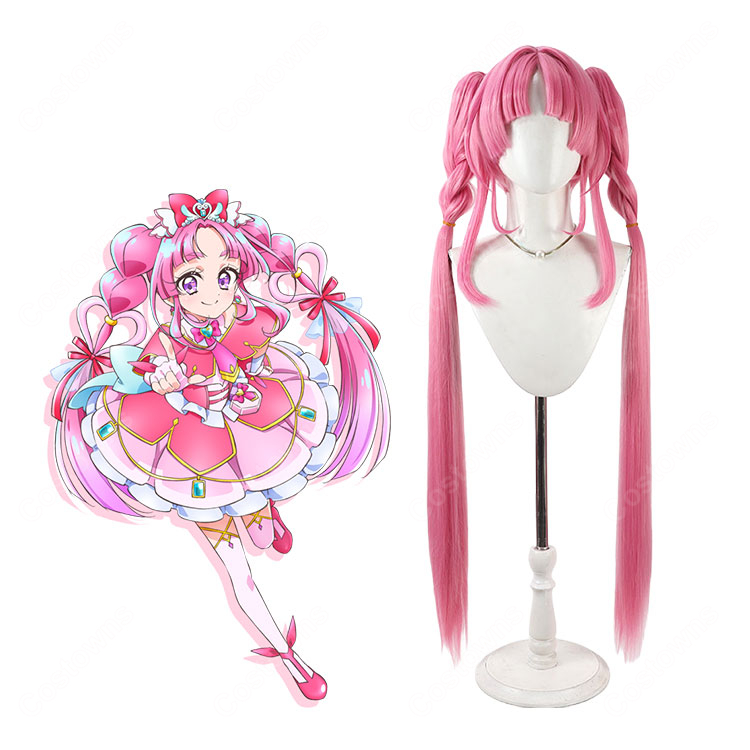 名探偵プリキュア! 小林みくる キュアミスティック 変身後 コスプレウィッグ 耐熱 かつら イベント 仮装-1