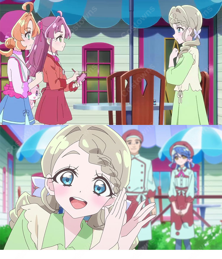 名探偵プリキュア!  来栖エリザ 私服 コスプレ衣装 ワンピース ベスト 日常服-4