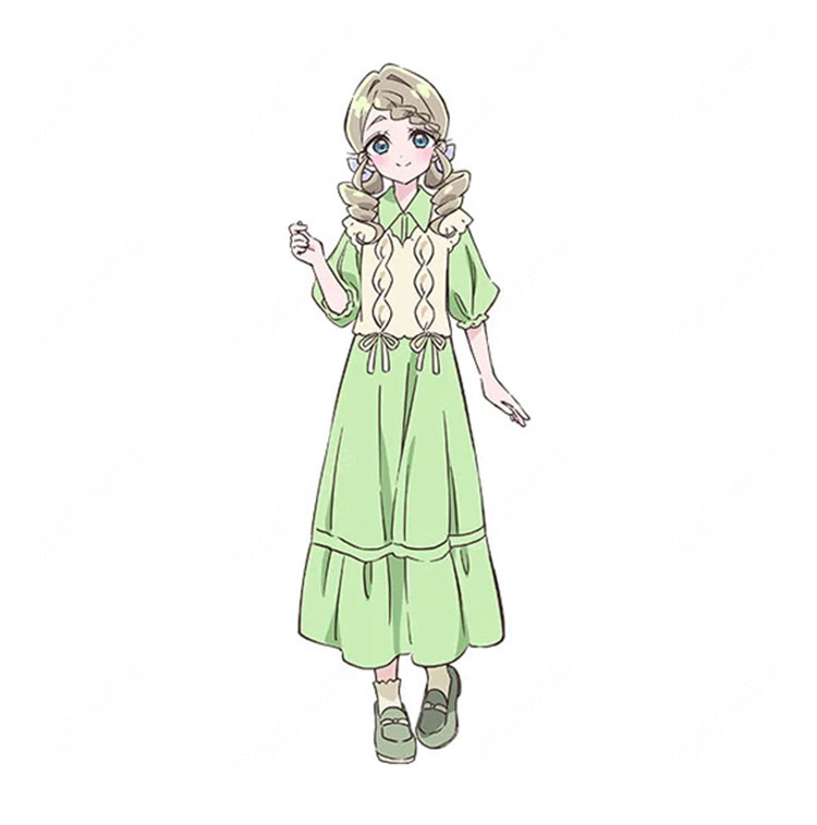 名探偵プリキュア!  来栖エリザ 私服 コスプレ衣装 ワンピース ベスト 日常服-1