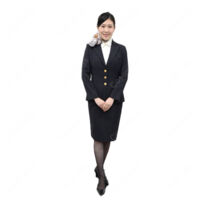 JAL CA 制服 日本航空 客室乗務員 9代目制服 コスプレ衣装 3つボタン ジャケット スカート シャツ スカーフ付き(CA制服・航空会社風制服)