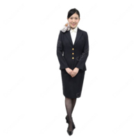 JAL CA 制服 日本航空 客室乗務員 9代目制服 コスプレ衣装 3つボタン ジャケット スカート シャツ スカーフ付き(202×202)