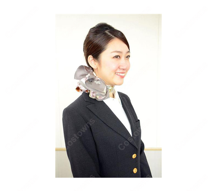 JAL CA 制服 日本航空 客室乗務員 9代目制服 コスプレ衣装 3つボタン ジャケット スカート シャツ スカーフ付き-2