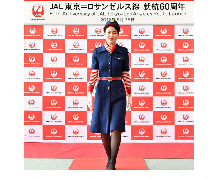 JAL CA 6代目制服 日本航空 客室乗務員 コスプレ衣装 スチュワーデス レトロ 航空制服-1