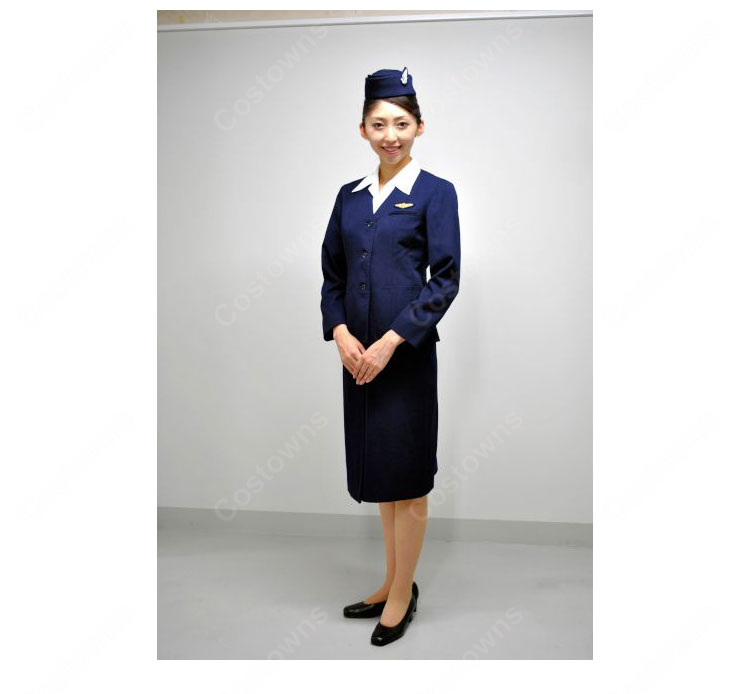 JAL 日本航空 CA 2代目制服 客室乗務員 コスプレ衣装 航空会社 キャビンアテンダント 4点セット レトロ制服-1