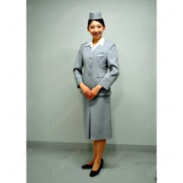JAL 日本航空 CA 初代制服 3号 夏服 客室乗務員 コスプレ衣装 航空会社 キャビンアテンダント 4点セット レトロ制服(202×202)