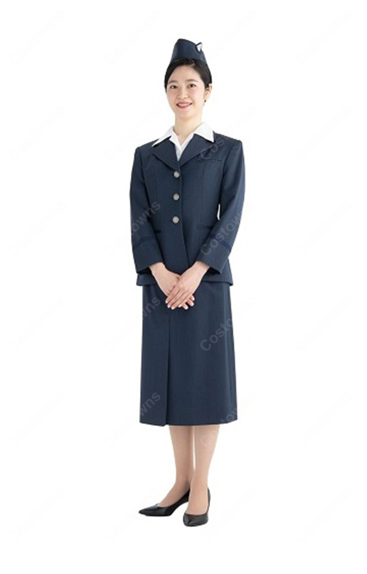 JAL CA 初代2号制服 冬服 日本航空 客室乗務員 コスプレ衣装 航空会社 キャビンアテンダント 4点セット レトロ制服-1