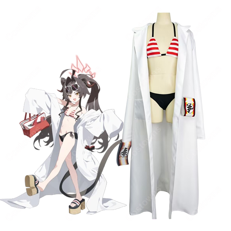 ブルーアーカイブ 鬼怒川カスミ 水着 コスプレ衣装 ブルアカ カスミ ビキニ 白衣 温泉開発部 イベント 変装 仮装-1