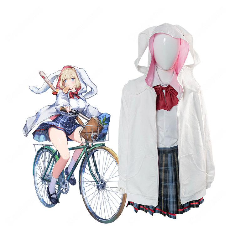 ブラウンダスト2 ユースティア 制服 コスプレ衣装 うさ耳パーカー 学園Ver.-1