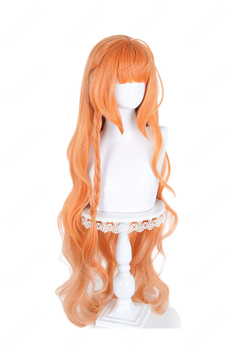 春夏秋冬代行者 春の舞 花葉雛菊 コスプレウィッグ オレンジ ロングウェーブ 三つ編み 耐熱-3