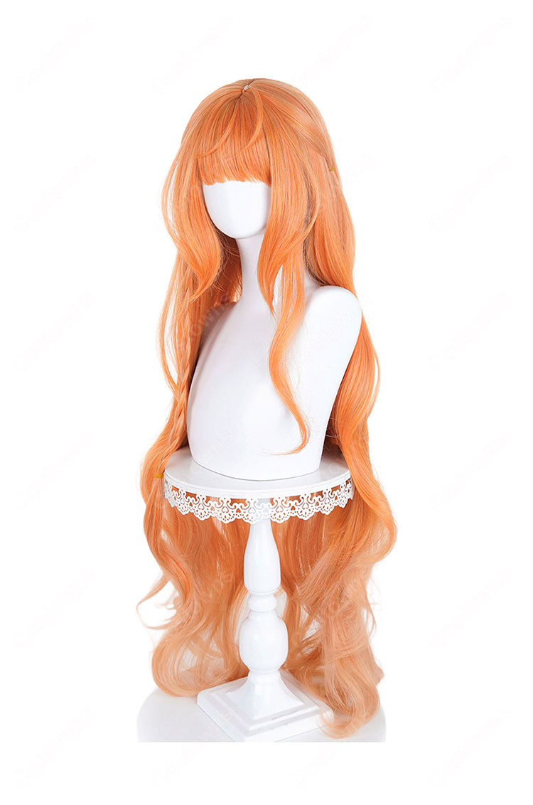 春夏秋冬代行者 春の舞 花葉雛菊 コスプレウィッグ オレンジ ロングウェーブ 三つ編み 耐熱-2