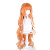 春夏秋冬代行者 春の舞 花葉雛菊 コスプレウィッグ オレンジ ロングウェーブ 三つ編み 耐熱(202×202)