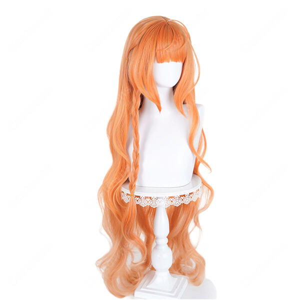 春夏秋冬代行者 春の舞 花葉雛菊 コスプレウィッグ オレンジ ロングウェーブ 三つ編み 耐熱元の画像
