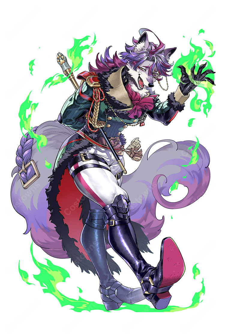 #コンパス　戦闘摂理解析システム シャルル・リヒター コスプレウィッグ 耳付き 獣耳 辺境伯 獣人ヒーロー 耐熱 かつら-1