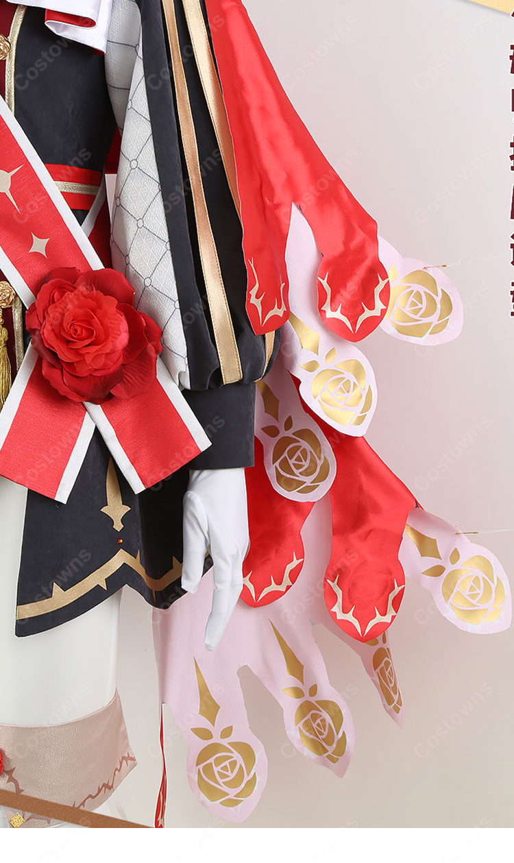 ウマ娘 プリティーダービー ローズキングダム 勝負服 コスプレ衣装 薔薇モチーフのマント付き イベント撮影向け-9