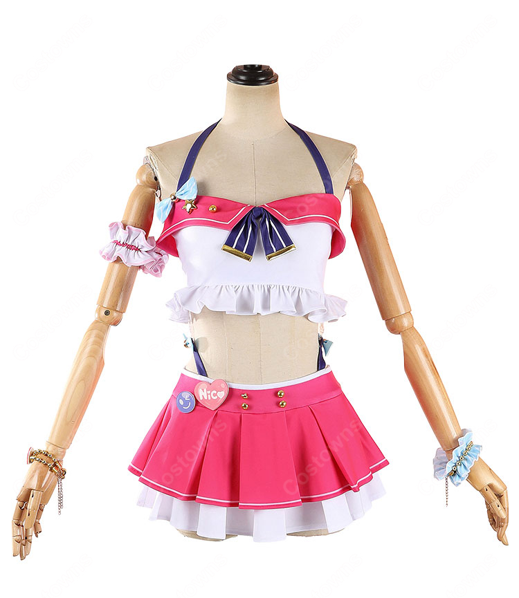 ラブライブ！School idol project 矢澤にこ 水着Ver. コスプレ衣装 ピンクのアイドル風セット-1