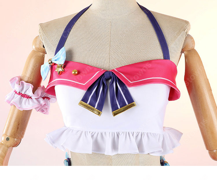 ラブライブ！School idol project 矢澤にこ 水着Ver. コスプレ衣装 ピンクのアイドル風セット-5