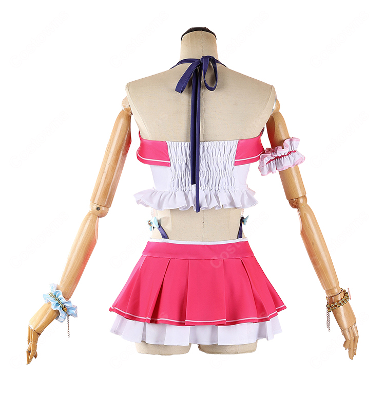 ラブライブ！School idol project 矢澤にこ 水着Ver. コスプレ衣装 ピンクのアイドル風セット-4