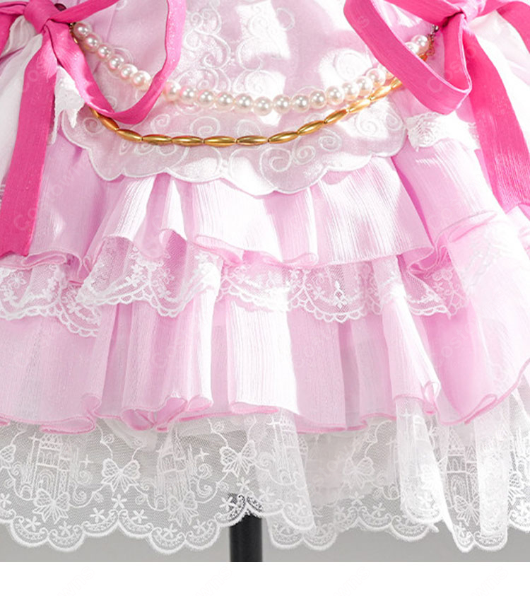 アイカツ！ 星宮いちご オーロラキスコーデ コスプレ衣装 羽付きピンクドレス イベント撮影向け-6