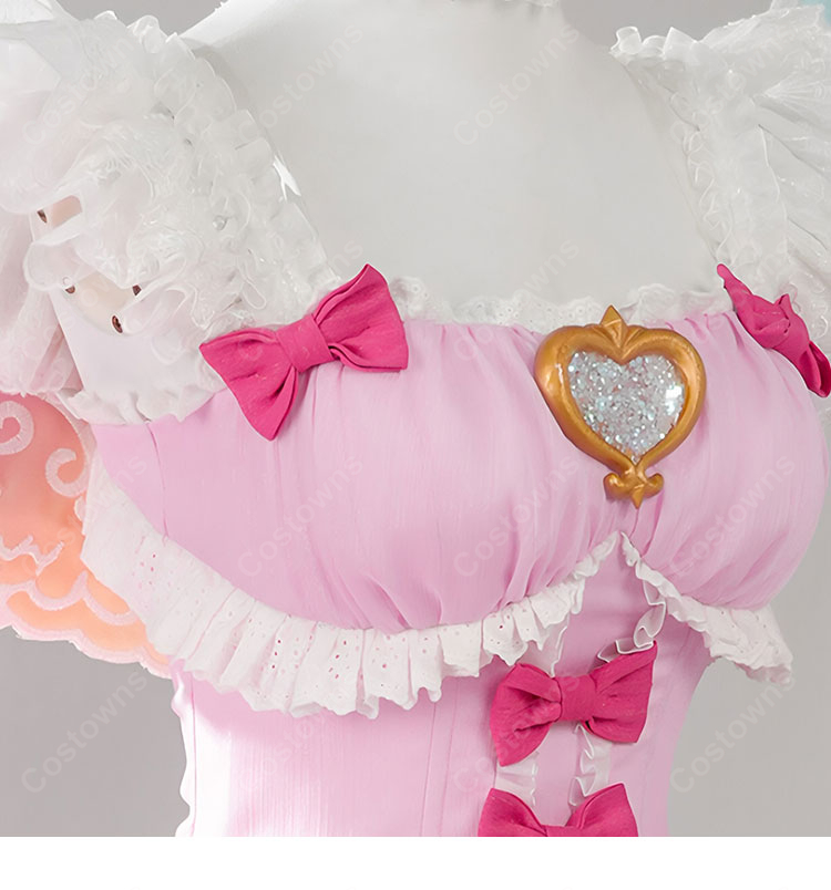 アイカツ！ 星宮いちご オーロラキスコーデ コスプレ衣装 羽付きピンクドレス イベント撮影向け-5