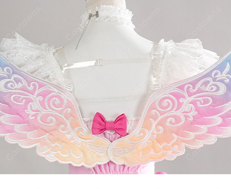 アイカツ！ 星宮いちご オーロラキスコーデ コスプレ衣装 羽付きピンクドレス イベント撮影向け-9