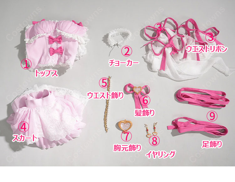アイカツ！ 星宮いちご オーロラキスコーデ コスプレ衣装 羽付きピンクドレス イベント撮影向け-11