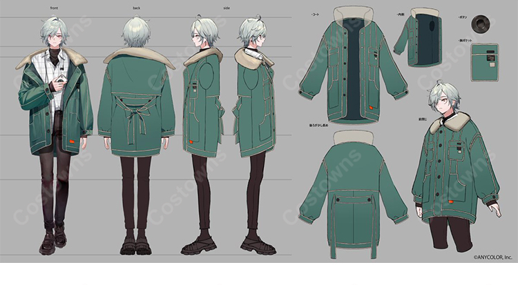 にじさんじ レヨン Y4T4 デフォルト衣装 コスプレ衣装 グリーンアウター-3
