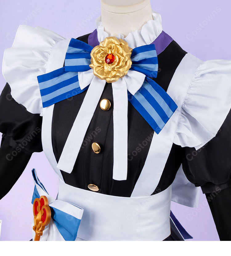 原神 星々の幻境 美しき褒賞・夜更け エレガントスタイル 女性用メイド服 コスプレ衣装 9点セット 撮影・イベント向け-5