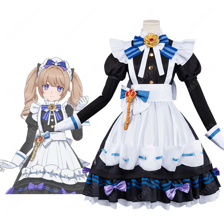 原神 星々の幻境 美しき褒賞・夜更け エレガントスタイル 女性用メイド服 コスプレ衣装 9点セット 撮影・イベント向け-1