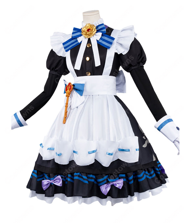 原神 星々の幻境 美しき褒賞・夜更け エレガントスタイル 女性用メイド服 コスプレ衣装 9点セット 撮影・イベント向け-3